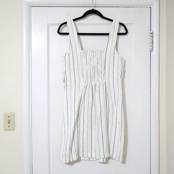 NWT Old Navy Striped Linen Square Neck Mini Dress M Coastal Cocktail Wedding - Picture 7 of 8